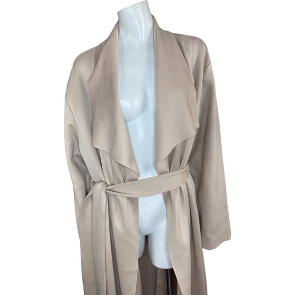 Girl with Curves Draped Scuba Jacket Beige Large NWT Long Sleeve Maxi Belted - Picture 5 of 12